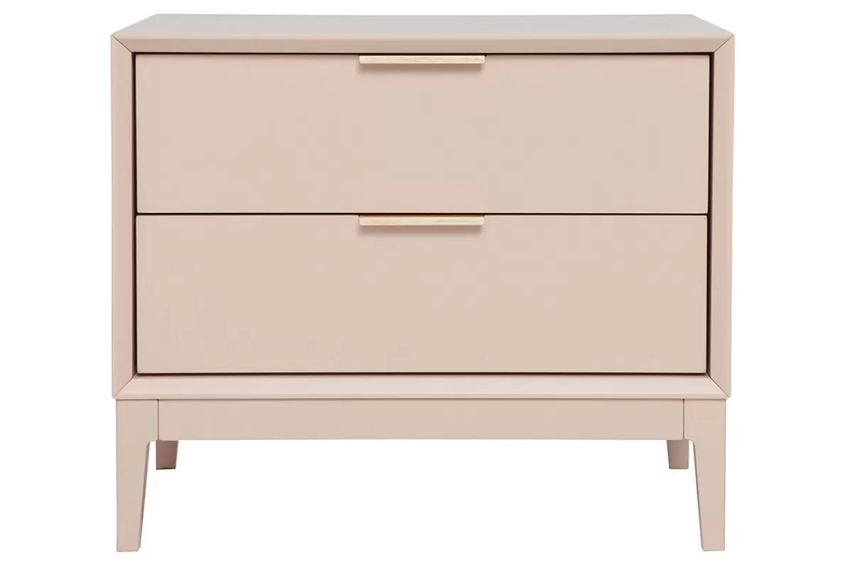 Miliboo Mesillas De Noche-Set de 2 mesillas de noche rosa y metal dorado con almacenaje 60 cm GIANA
