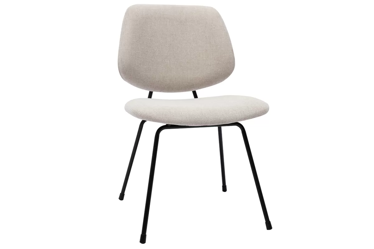Miliboo Sillas Modernas-Set de 2 sillas de diseño de tejido efecto aterciopelado beige y metal negro BARNET
