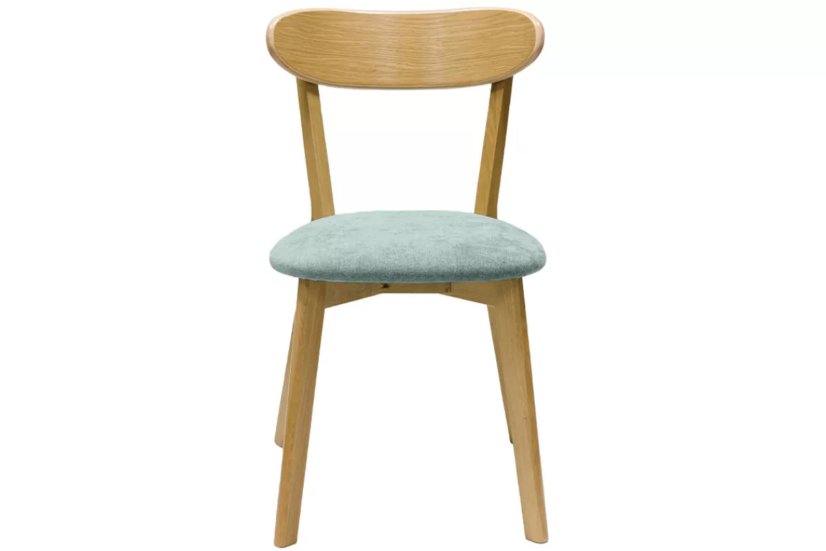 Miliboo Sillas Modernas-Set de 2 sillas vintage de madera de roble claro y tela efecto aterciopelado verde celadón DOVE