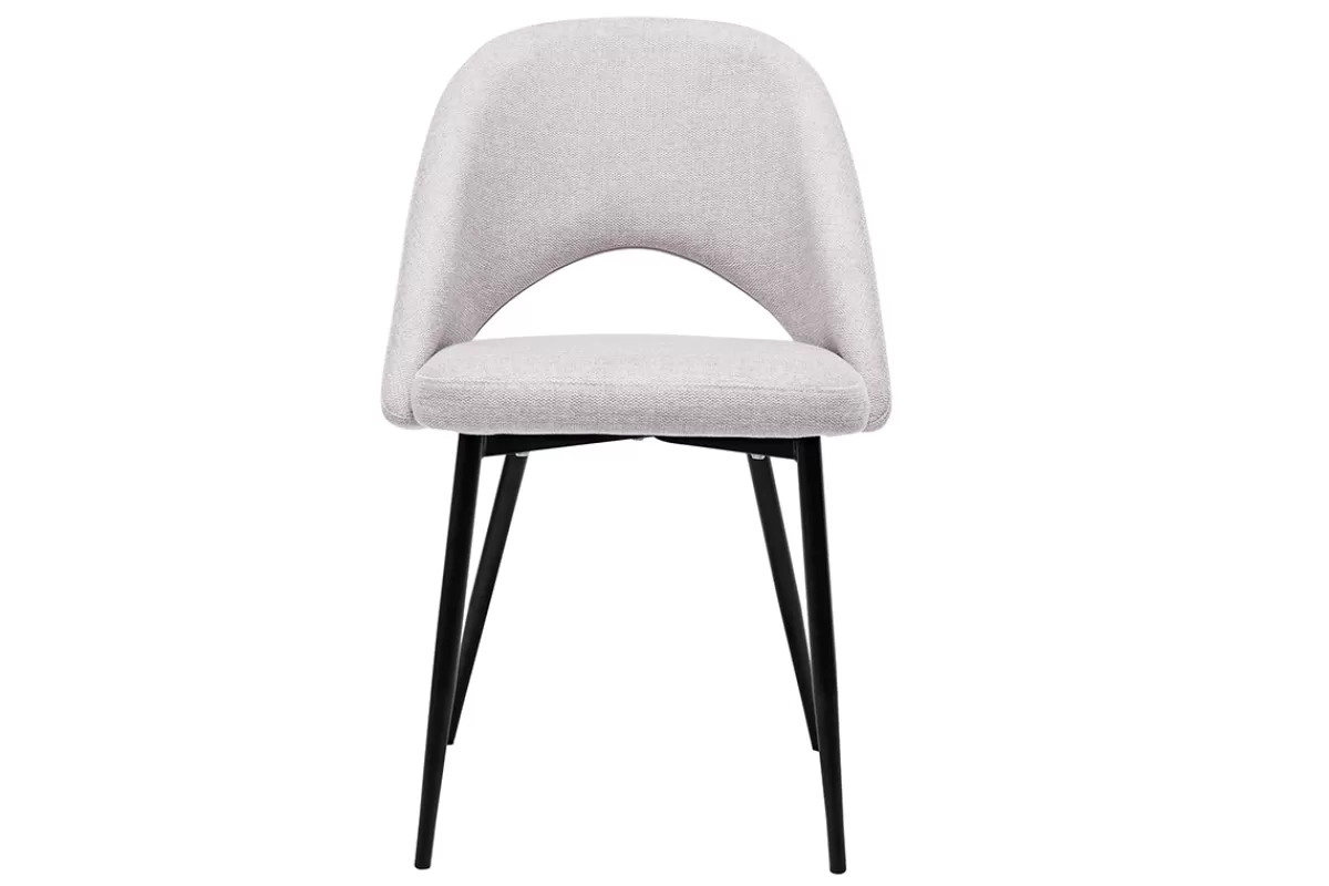Miliboo Sillas Modernas-Set de 2 sillas vintage de tejido efecto aterciopelado texturizado beige y metal negro COSETTE