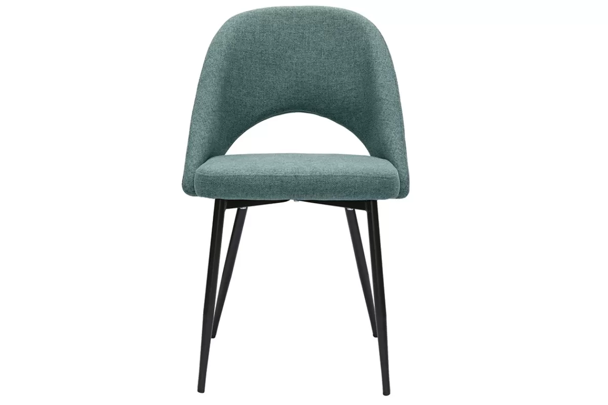 Miliboo Sillas Modernas-Set de 2 sillas vintage de terciopelo verde grisáceo y metal negro COSETTE