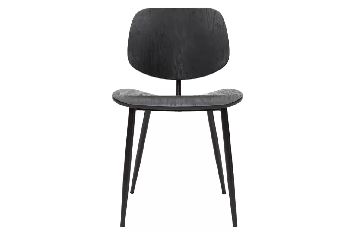 Miliboo Sillas Modernas | Sillas De Madera-Set de 2 sillas de madera negra y metal negro TOBIAS