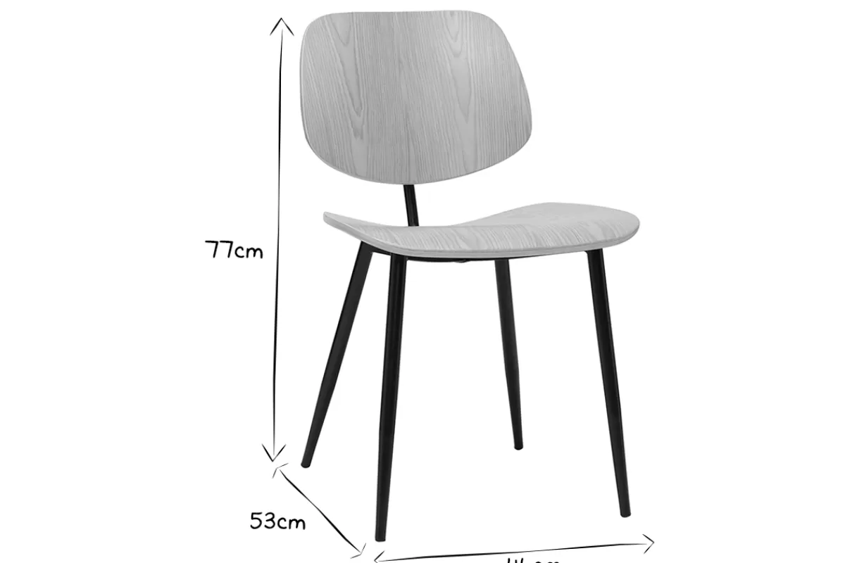 Miliboo Sillas Modernas | Sillas De Madera-Set de 2 sillas de madera negra y metal negro TOBIAS