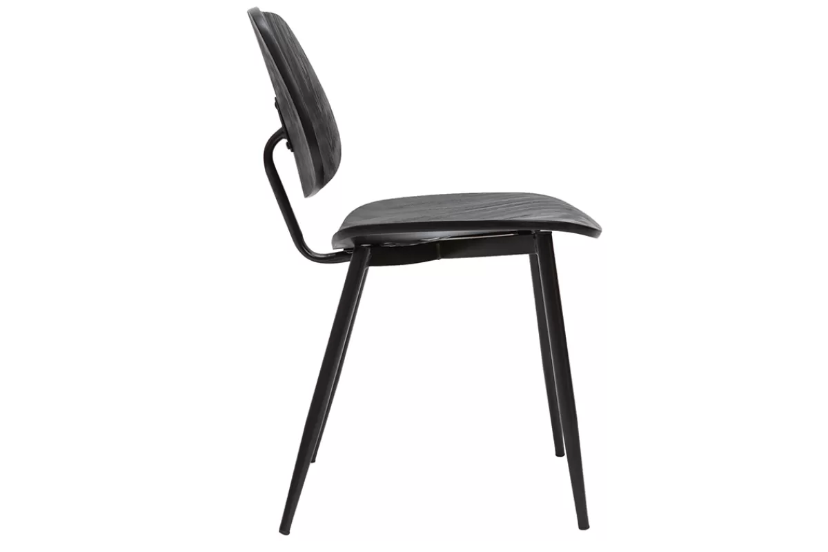 Miliboo Sillas Modernas | Sillas De Madera-Set de 2 sillas de madera negra y metal negro TOBIAS