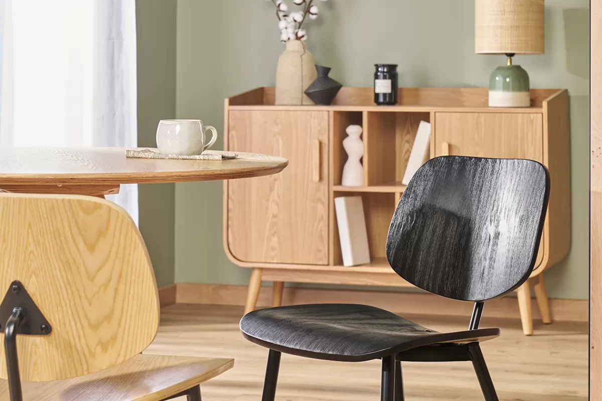 Miliboo Sillas Modernas | Sillas De Madera-Set de 2 sillas de madera negra y metal negro TOBIAS