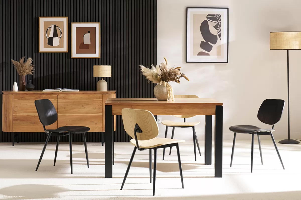 Miliboo Sillas Modernas | Sillas De Madera-Set de 2 sillas de madera negra y metal negro TOBIAS