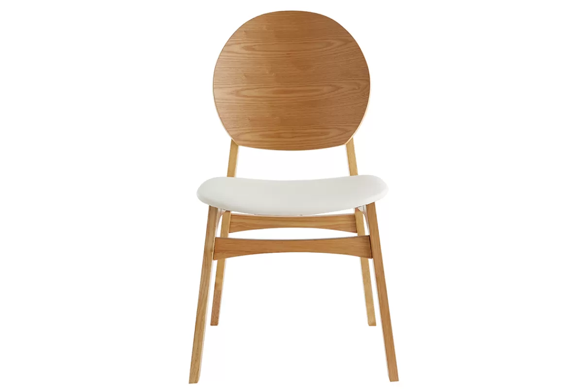 Miliboo Sillas Modernas | Sillas De Madera-Set de 2 sillas nórdicas de madera clara y poliuretano blanco ELTON