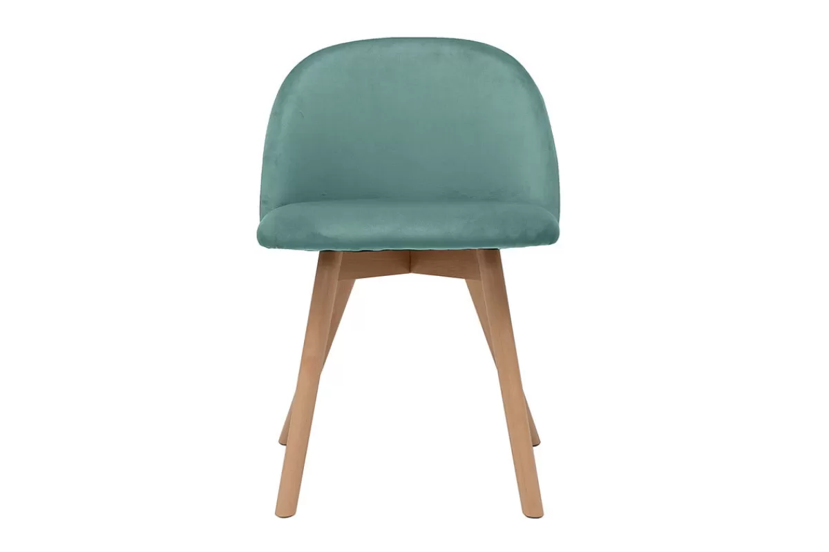 Miliboo Sillas Modernas-Set de 2 sillas nórdicas de tela verde celadón y haya maciza CELESTE