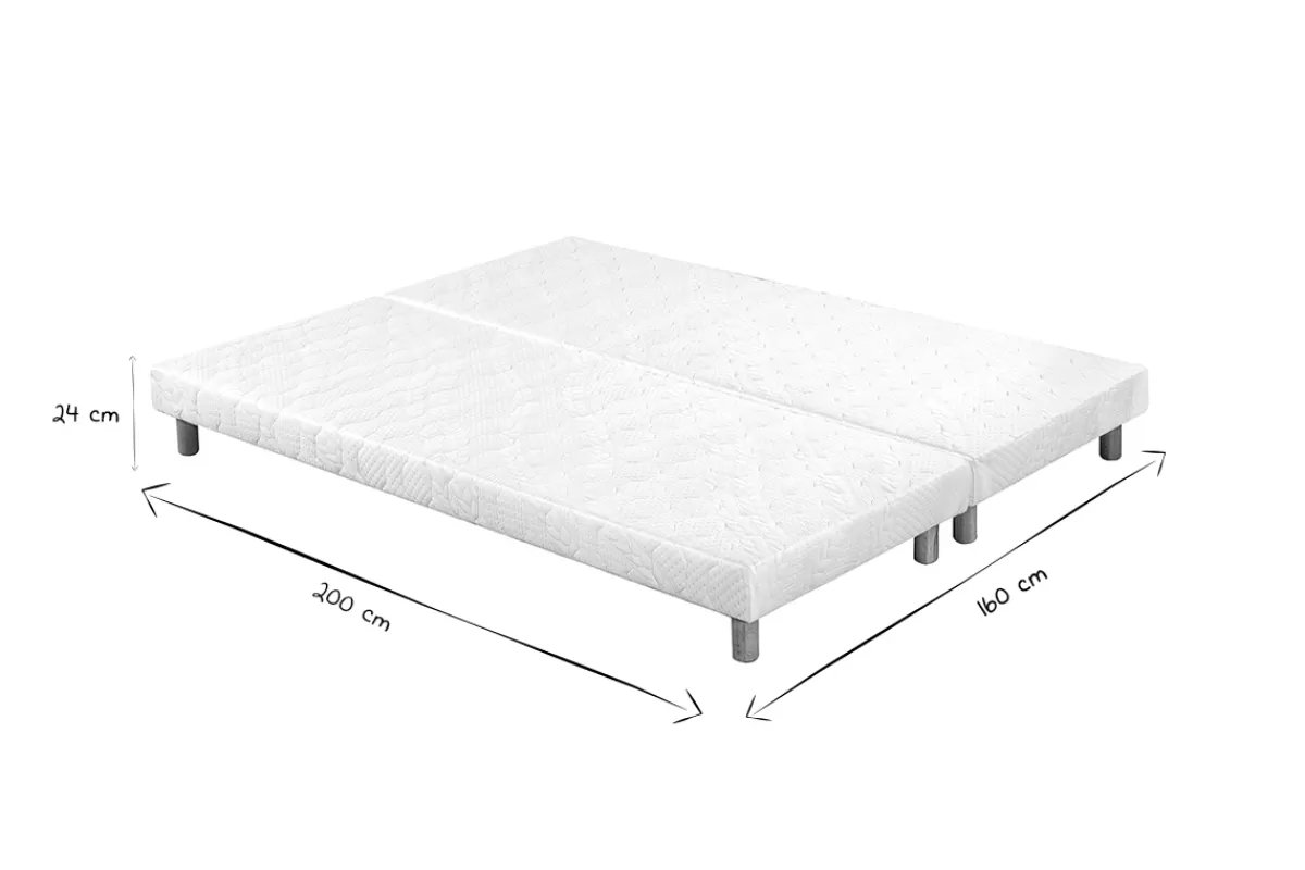 Miliboo Cama Matrimonial-Set de 2 somieres tapizados en blanco con patas de madera 80 × 200 cm JAMI