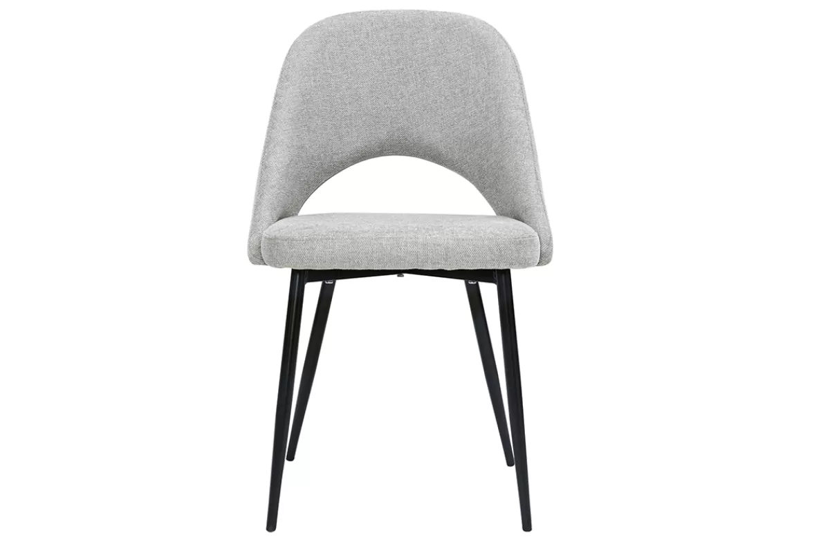 Miliboo Sillas Modernas-Set de 2 sillas vintage de tejido efecto aterciopelado texturizado gris y metal COSETTE