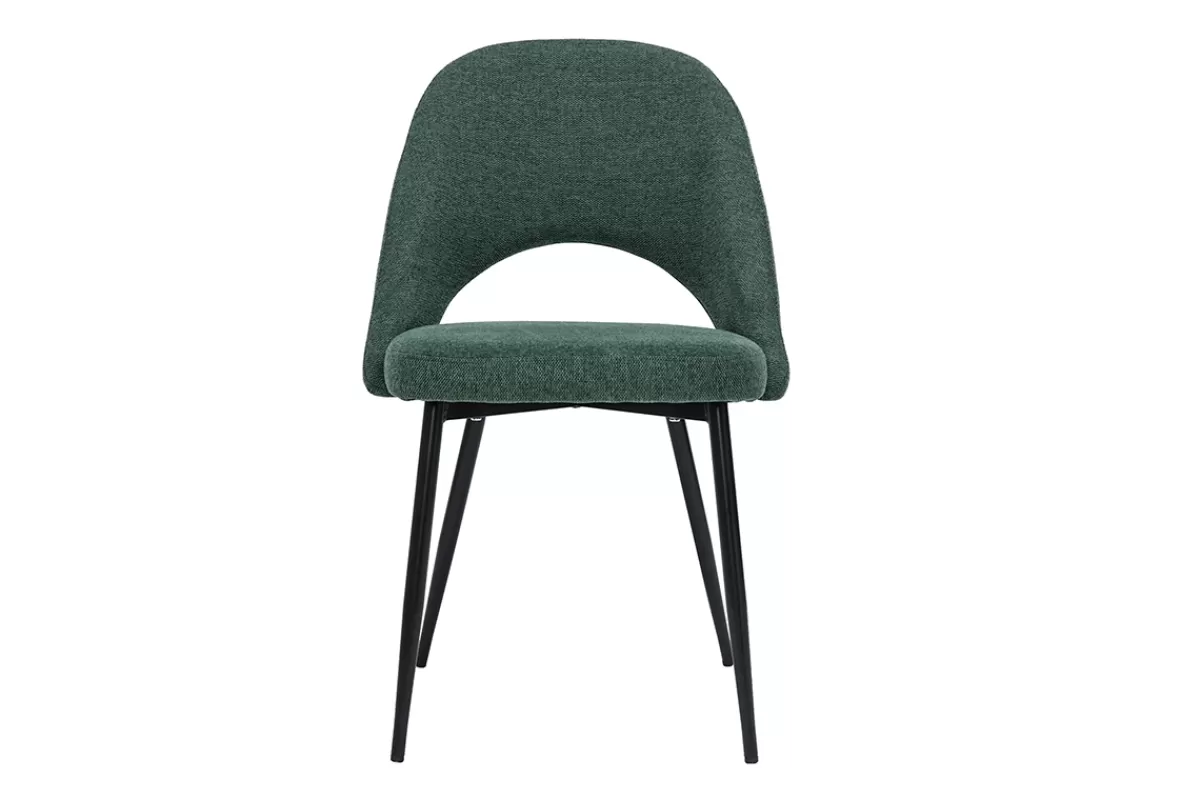 Miliboo Sillas Modernas-Set de 2 sillas vintage de tejido efecto aterciopelado texturizado verde y metal COSETTE