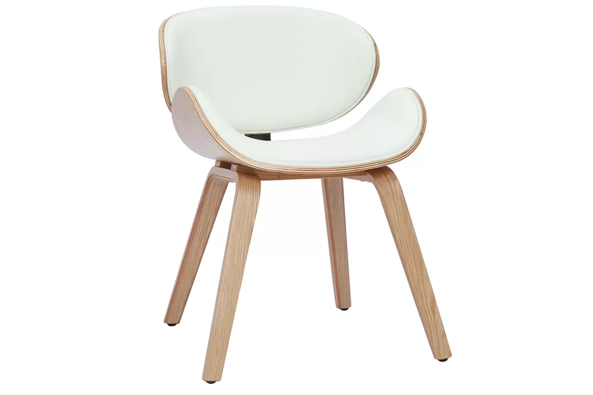 Miliboo Sillas Modernas | Sillas De Madera-Silla de diseño blanca y madera clara WALNUT
