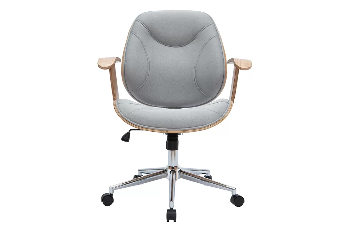 Miliboo Silla De Oficina-Silla de escritorio moderna tejido gris claro YORKE