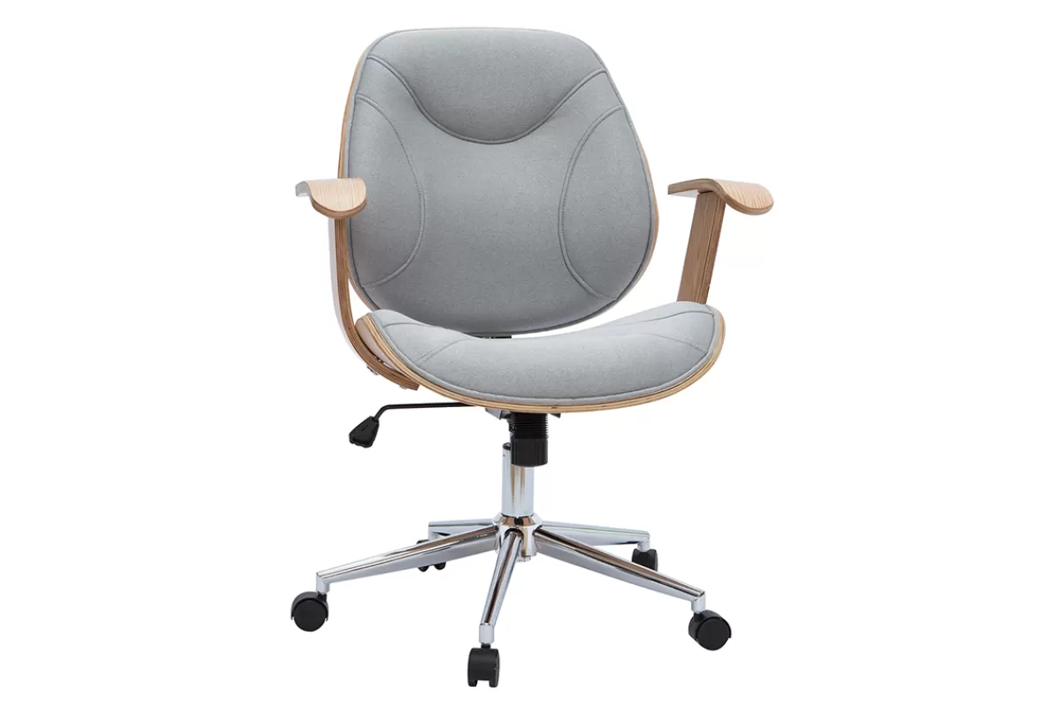 Miliboo Silla De Oficina-Silla de escritorio moderna tejido gris claro YORKE
