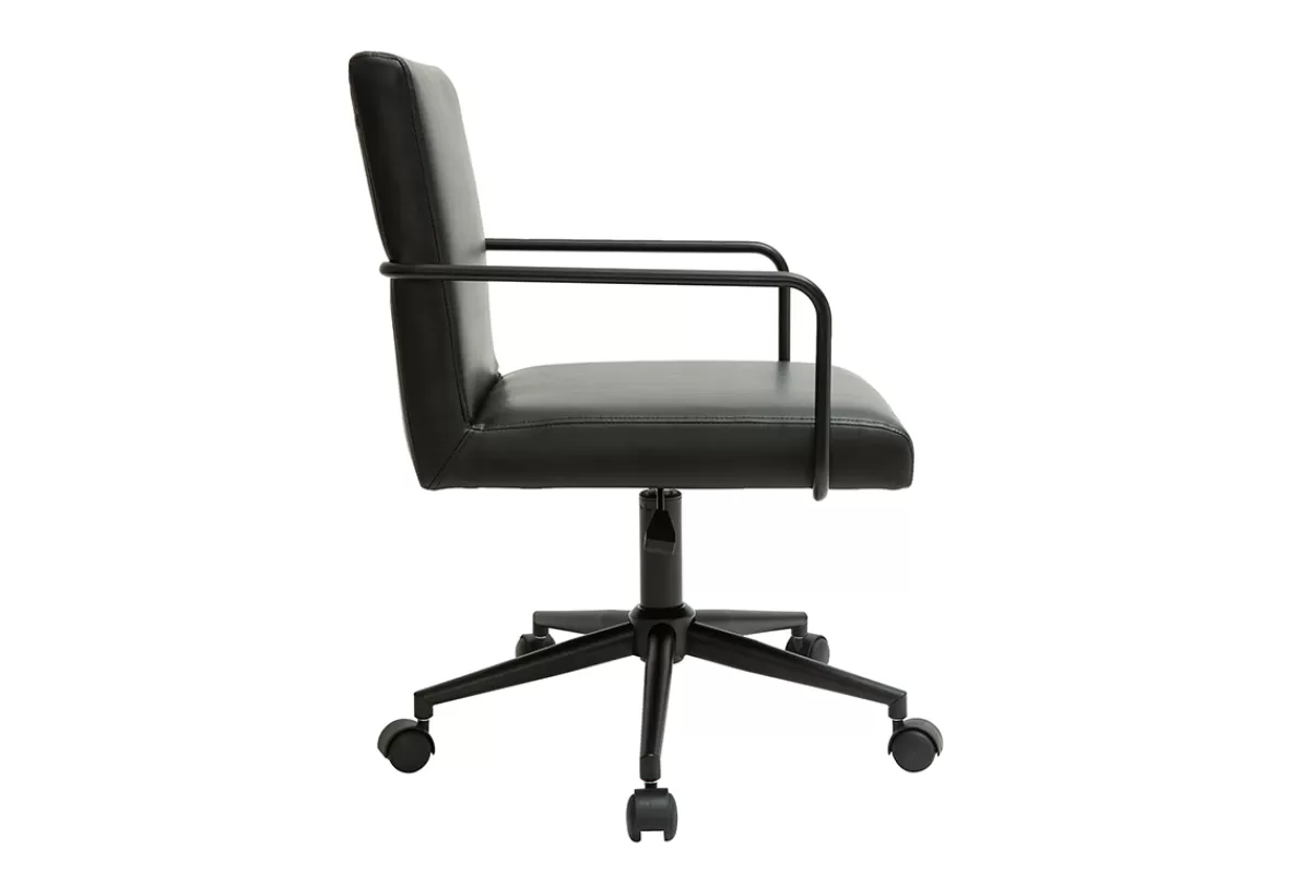 Miliboo Silla De Oficina | Sillón De Oficina A Precios Bajos-Silla de escritorio vintage de poliuretano y metal negro FLOKI