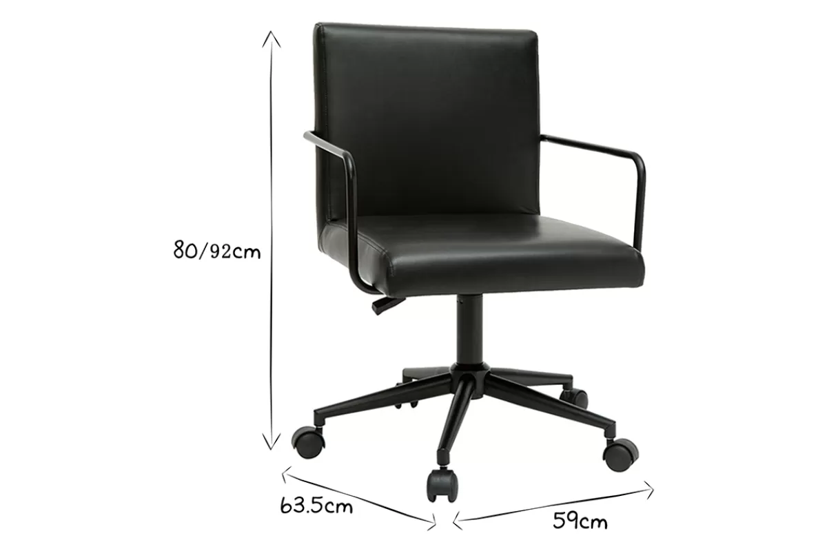 Miliboo Silla De Oficina | Sillón De Oficina A Precios Bajos-Silla de escritorio vintage de poliuretano y metal negro FLOKI