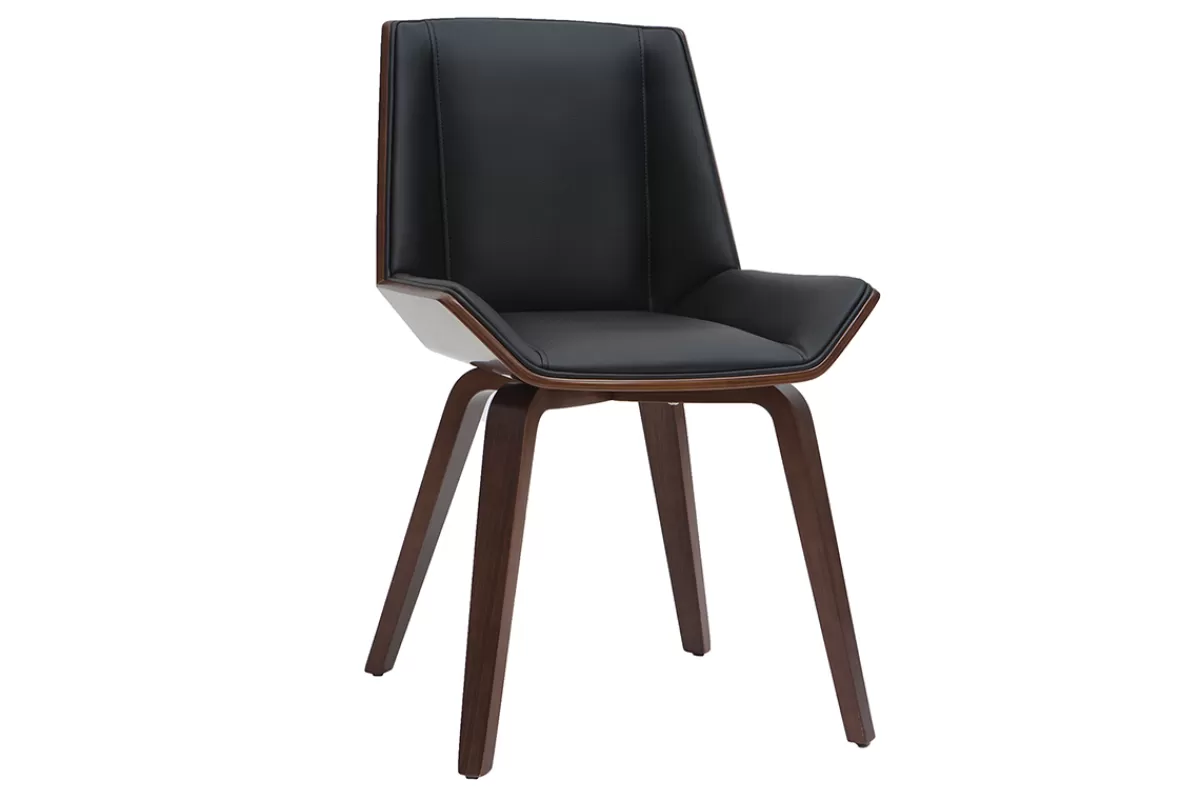 Miliboo Sillas Modernas | Sillas De Madera-Silla moderna negra y madera oscura MELKIOR