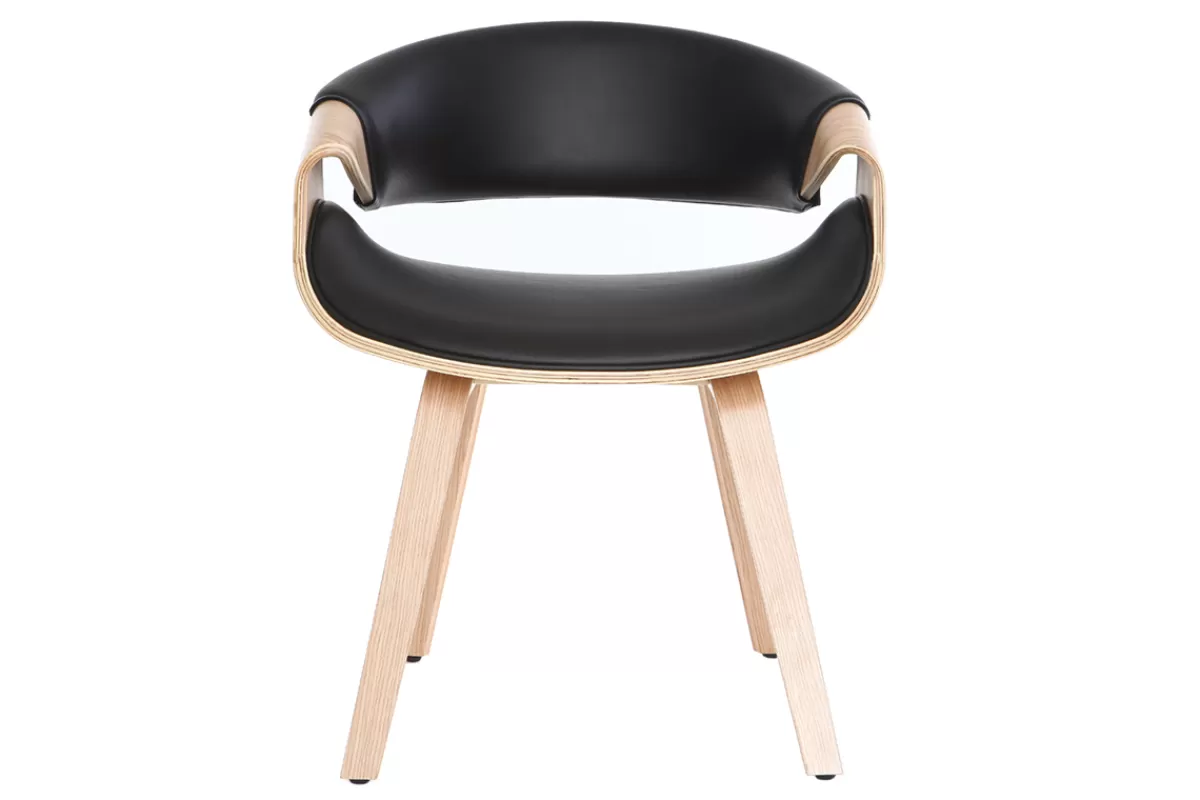 Miliboo Sillones | Sillas Modernas-Silla nórdica negro y madera clara ARAMIS