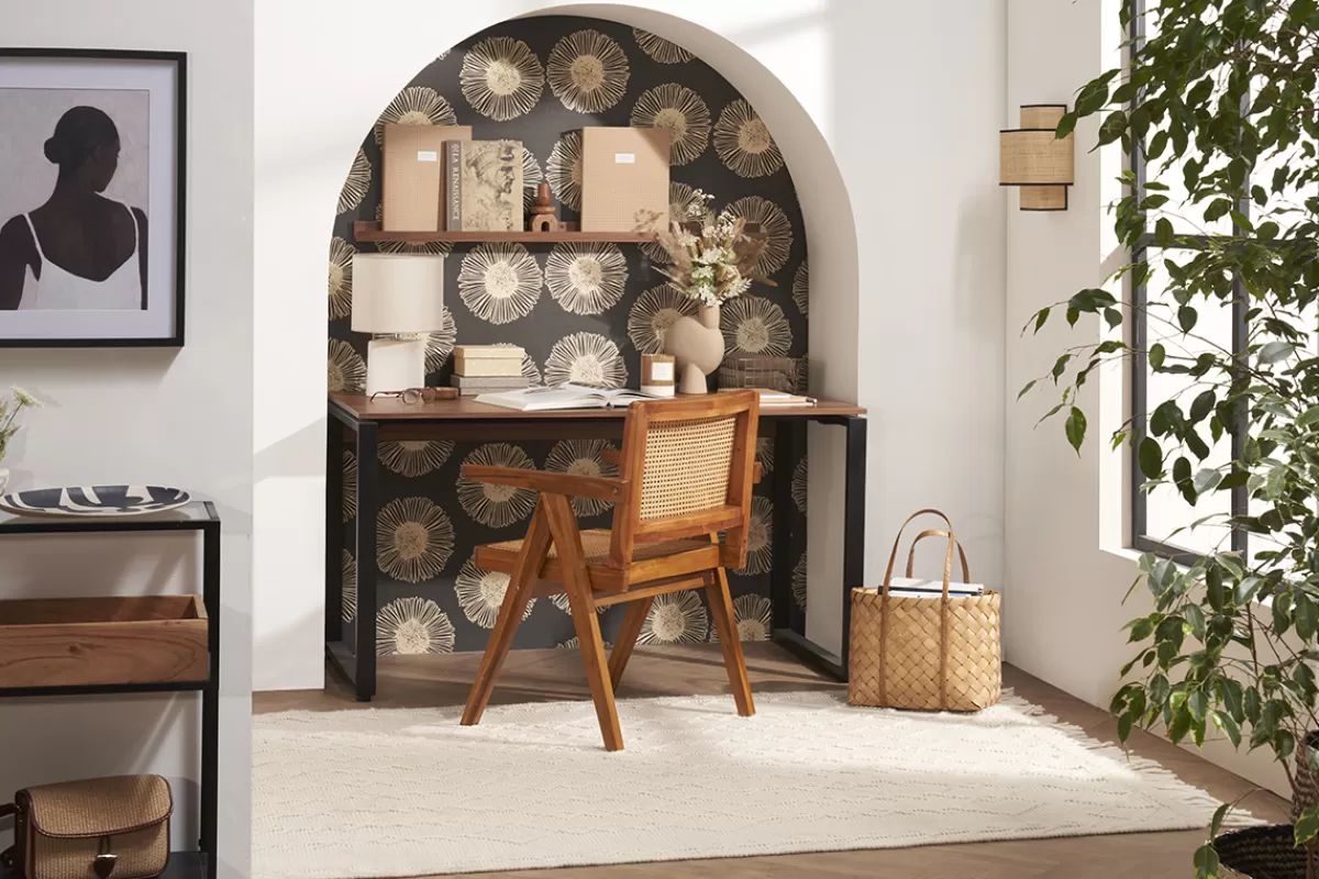Miliboo Sillas Modernas | Sillas De Madera-Silla vintage de teca maciza y ratán JANNIE