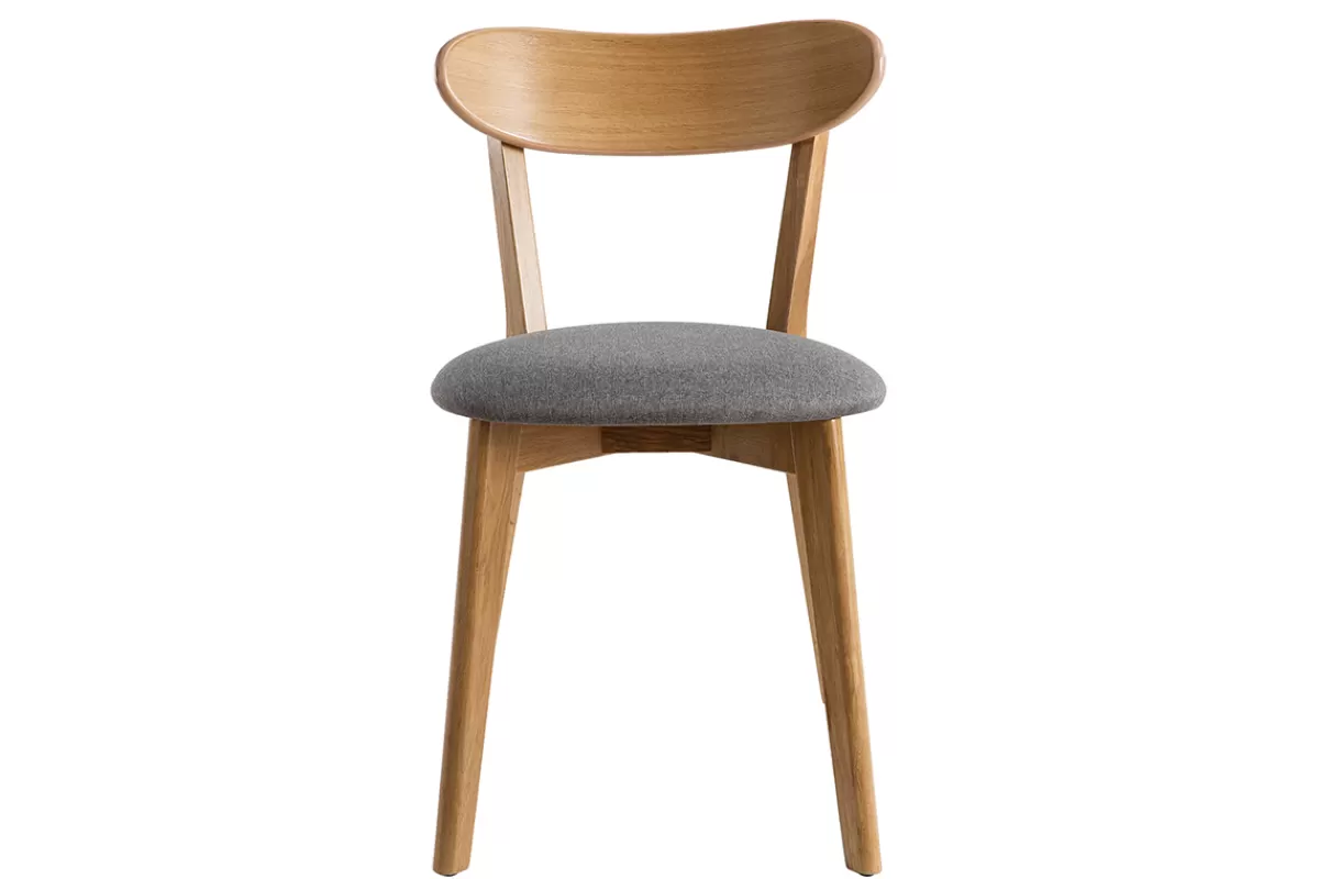 Miliboo Sillas Modernas | Sillas De Madera-Sillas vintage roble y asiento gris (lote de 2) DOVE