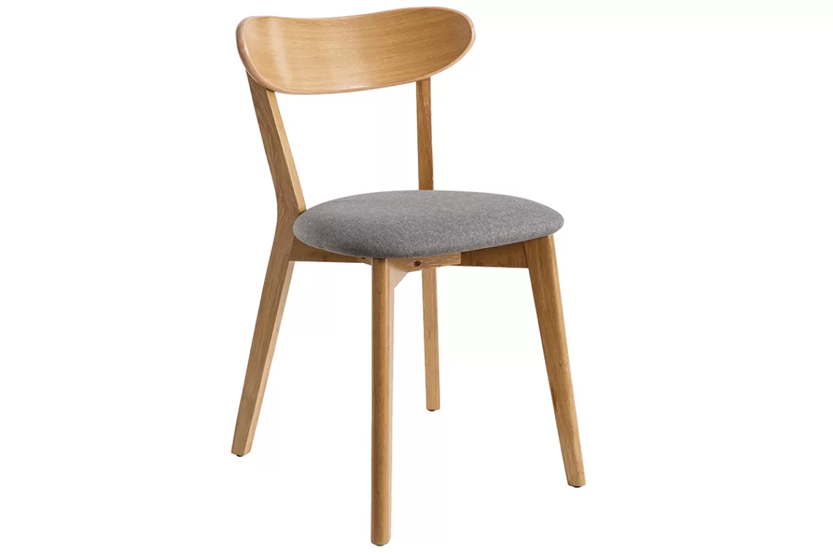 Miliboo Sillas Modernas | Sillas De Madera-Sillas vintage roble y asiento gris (lote de 2) DOVE