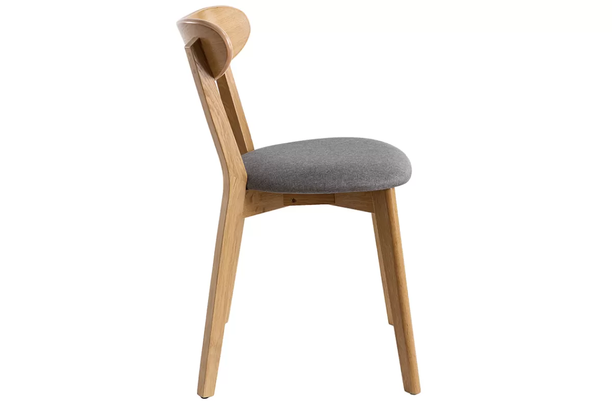 Miliboo Sillas Modernas | Sillas De Madera-Sillas vintage roble y asiento gris (lote de 2) DOVE