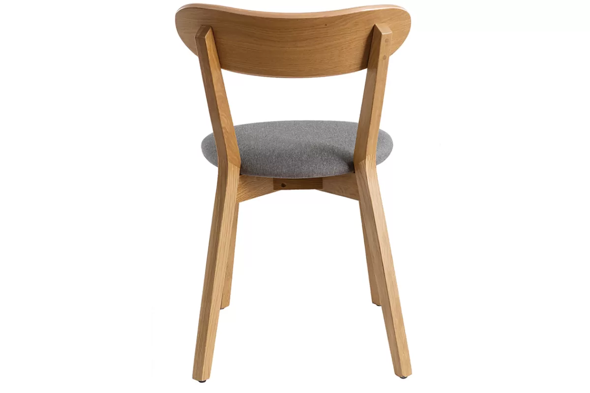 Miliboo Sillas Modernas | Sillas De Madera-Sillas vintage roble y asiento gris (lote de 2) DOVE