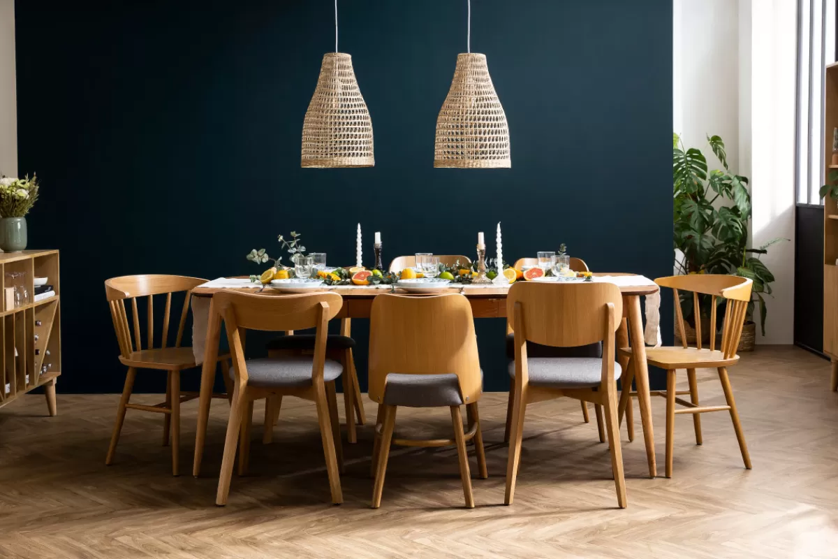 Miliboo Sillas Modernas | Sillas De Madera-Sillas vintage roble y asiento gris (lote de 2) DOVE