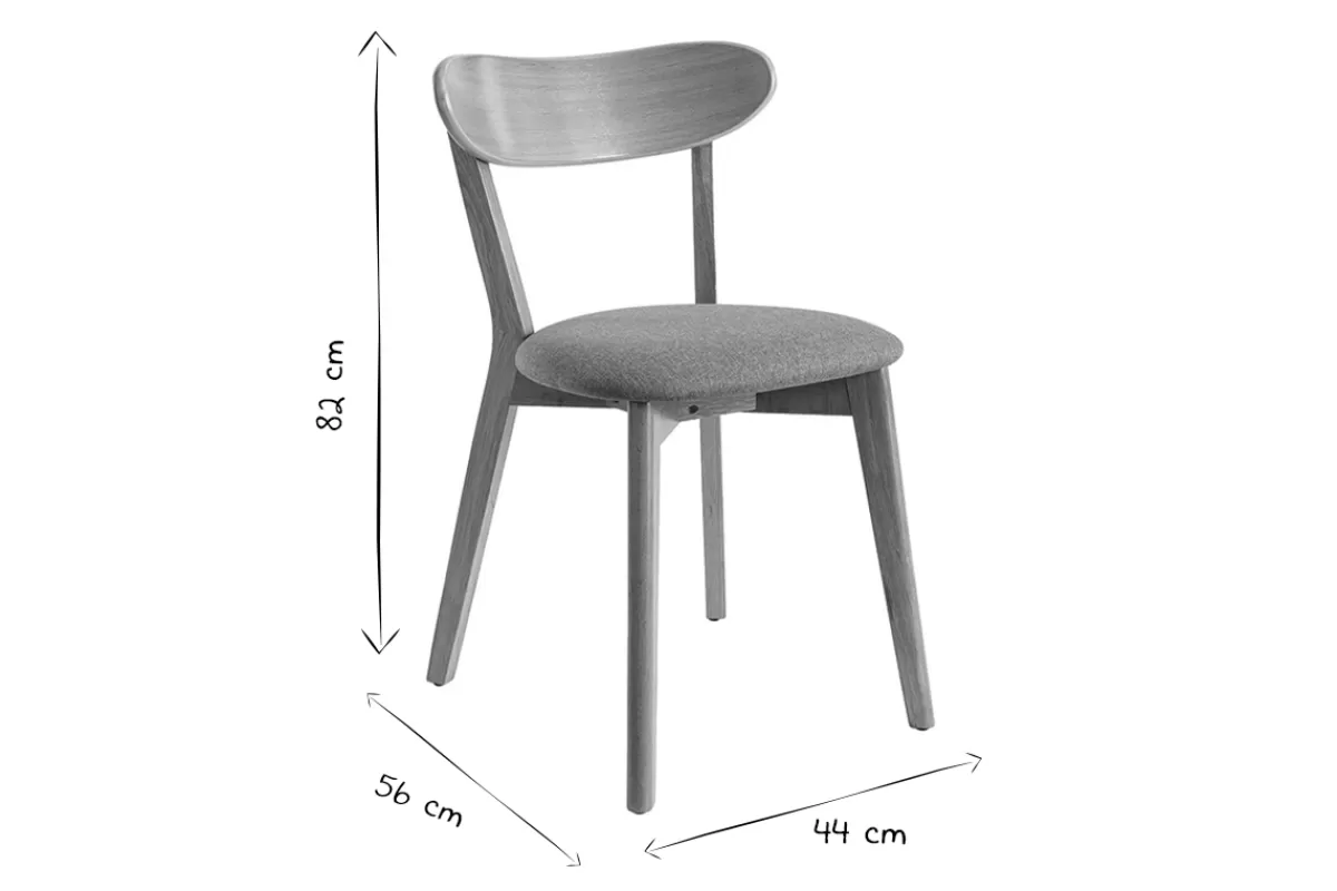 Miliboo Sillas Modernas | Sillas De Madera-Sillas vintage roble y asiento gris (lote de 2) DOVE
