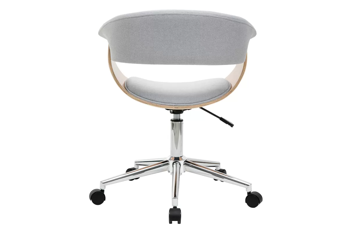 Miliboo Silla De Oficina | Sillón De Oficina A Precios Bajos-Sillón de escritorio moderno tejido gris y madera clara OKTAV