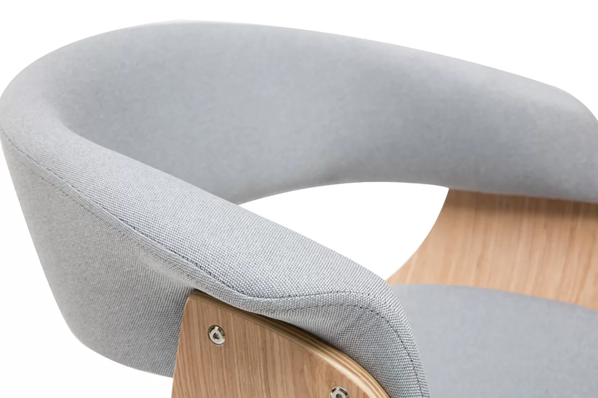 Miliboo Silla De Oficina | Sillón De Oficina A Precios Bajos-Sillón de escritorio moderno tejido gris y madera clara OKTAV