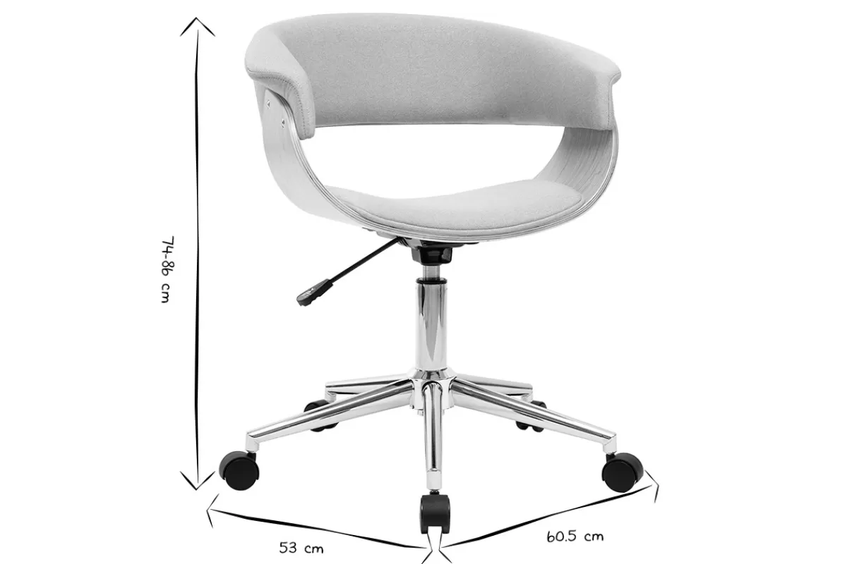 Miliboo Silla De Oficina | Sillón De Oficina A Precios Bajos-Sillón de escritorio moderno tejido gris y madera clara OKTAV