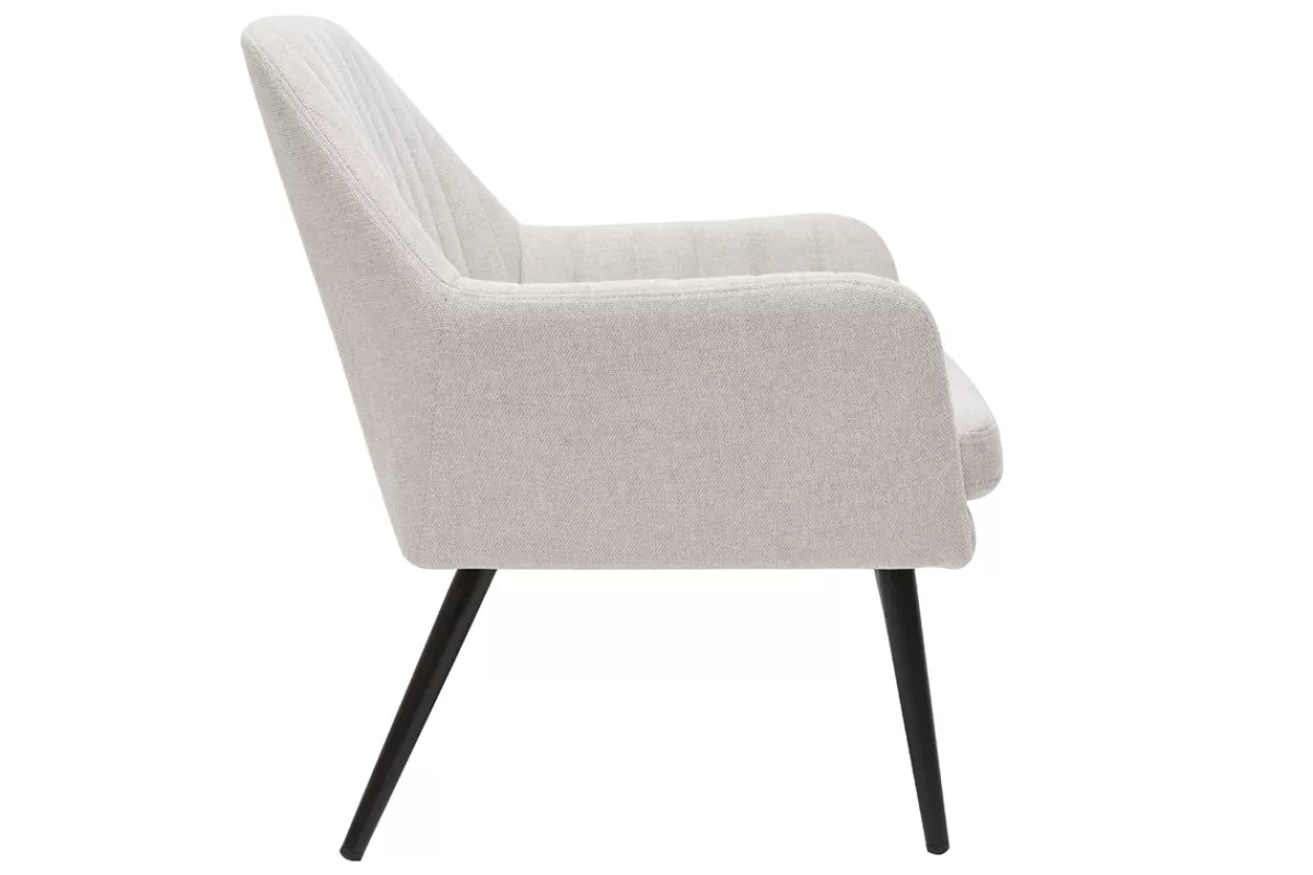 Miliboo Sillones | Sillón-Sillón de tejido efecto aterciopelado texturizado beige y metal GASTON