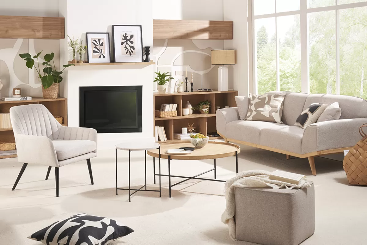 Miliboo Sillones | Sillón-Sillón de tejido efecto aterciopelado texturizado beige y metal GASTON