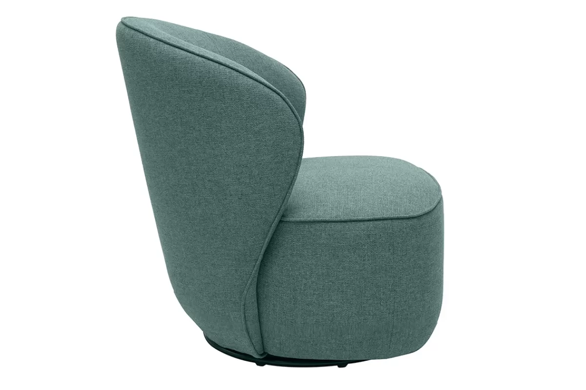 Miliboo Sillones | Sillón-Sillón giratorio de diseño de tela verde grisáceo AMBER