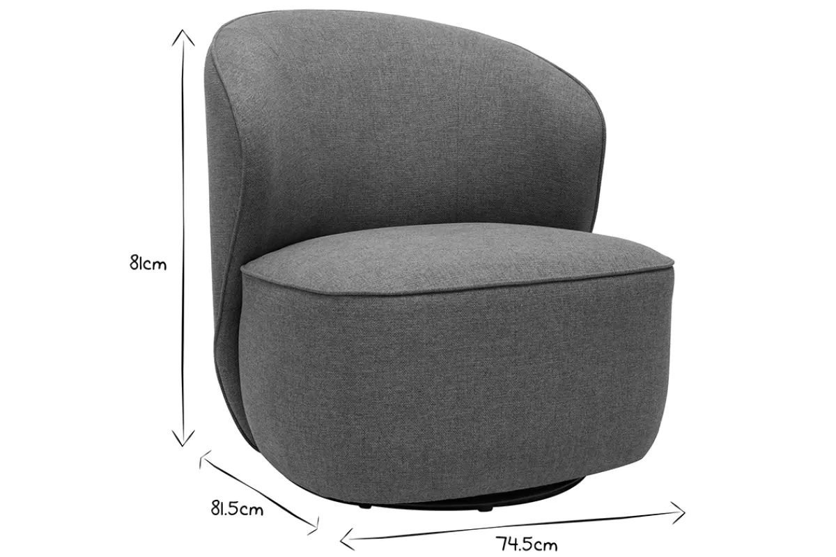 Miliboo Sillones | Sillón-Sillón giratorio de diseño de tela verde grisáceo AMBER
