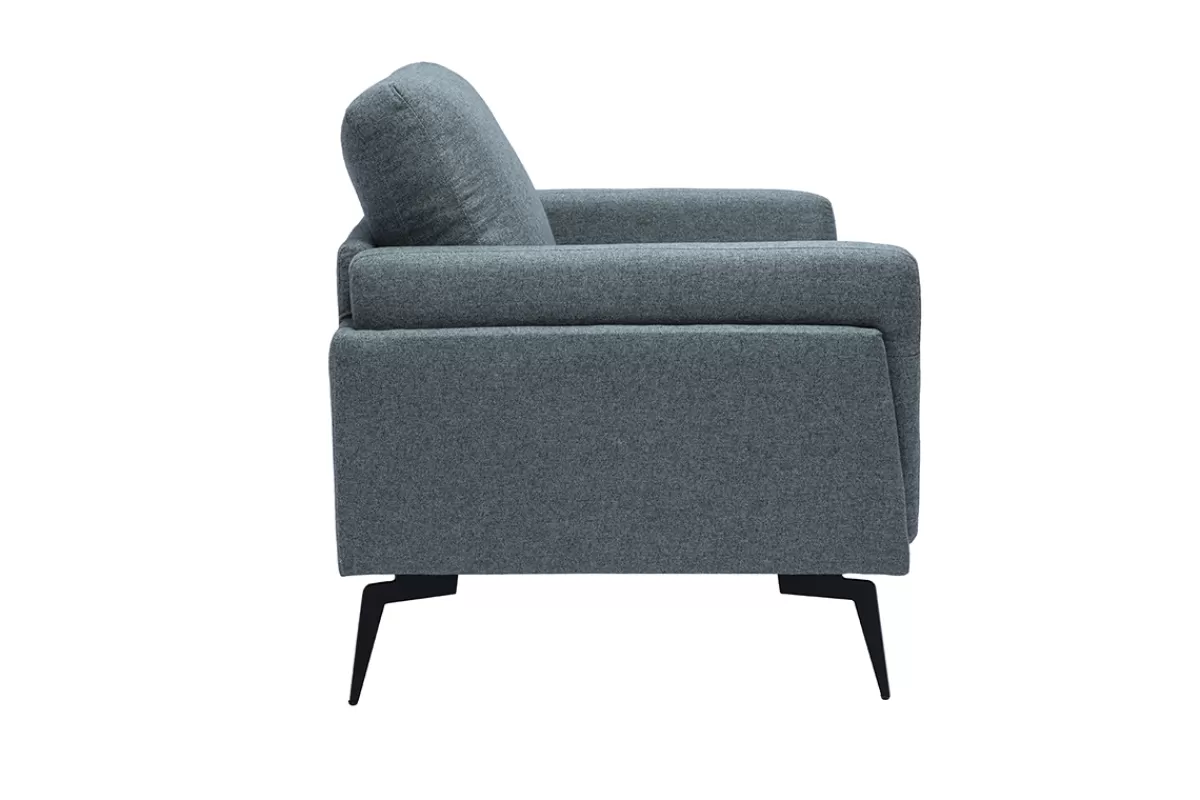 Miliboo Sillón-Sillón moderno de tela verde grisáceo y metal negro MOSCO