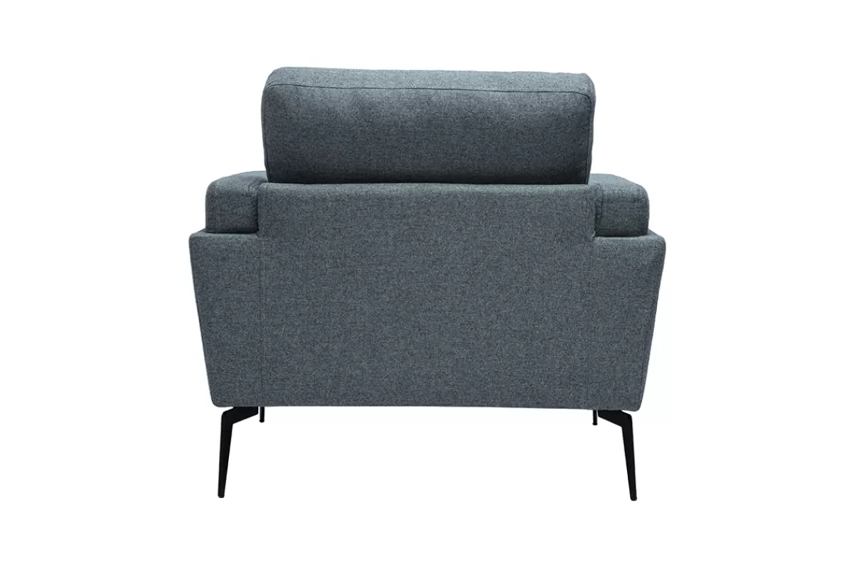 Miliboo Sillón-Sillón moderno de tela verde grisáceo y metal negro MOSCO