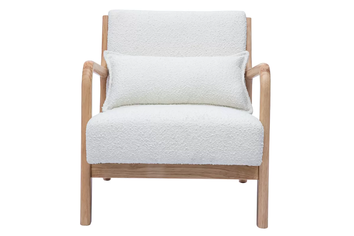 Miliboo Sillones | Sillón-Sillón nórdico de borreguillo blanco y madera clara maciza DERRY