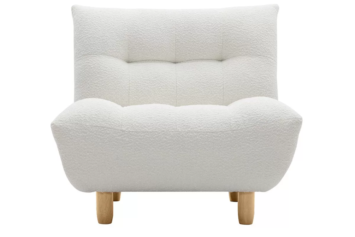 Miliboo Sillones | Sillón-Sillón nórdico de borreguillo blanco y madera clara YUMI