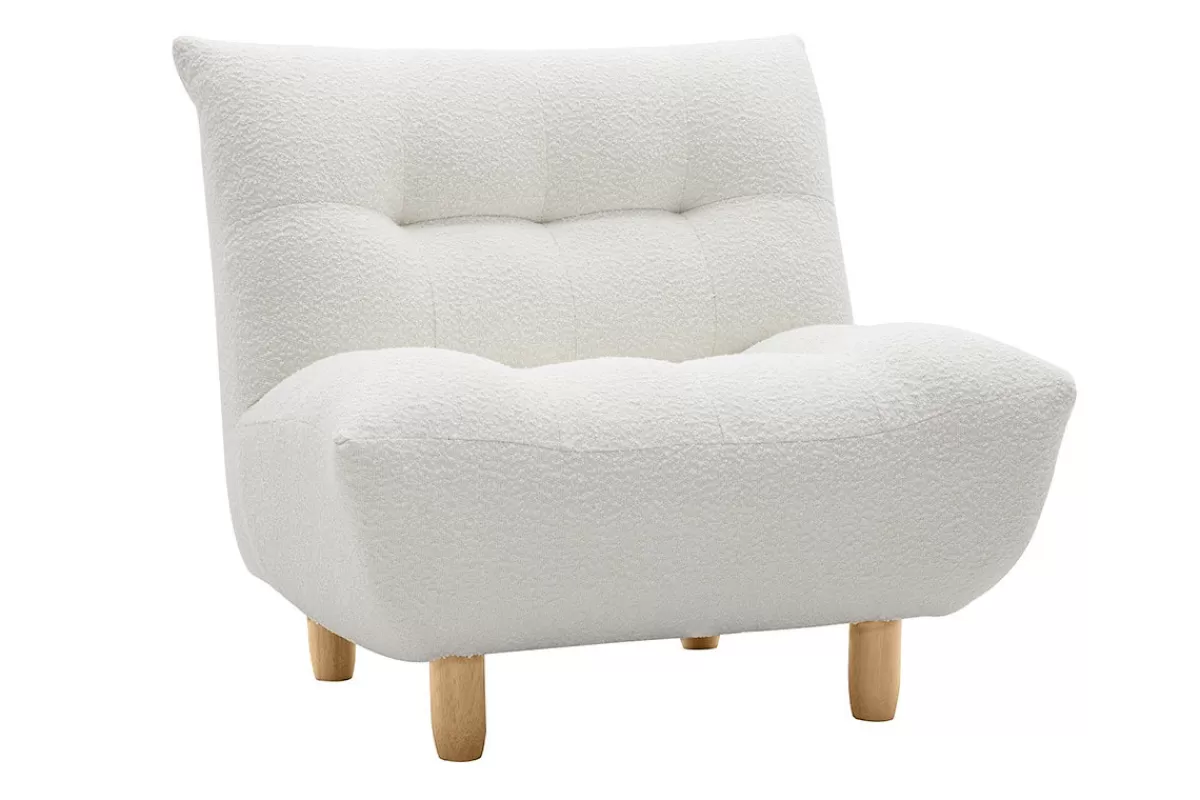 Miliboo Sillones | Sillón-Sillón nórdico de borreguillo blanco y madera clara YUMI
