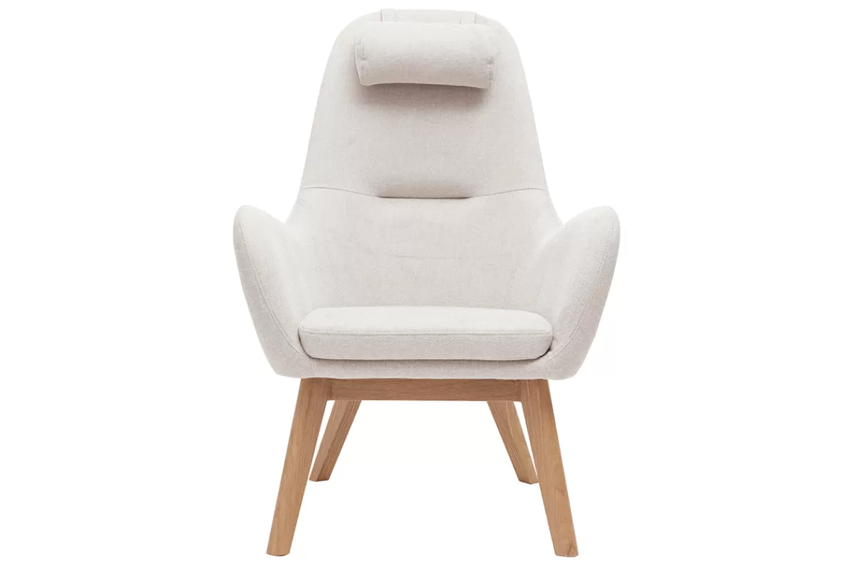 Miliboo Sillones | Sillón-Sillón nórdico de tejido beige y madera clara MANIA