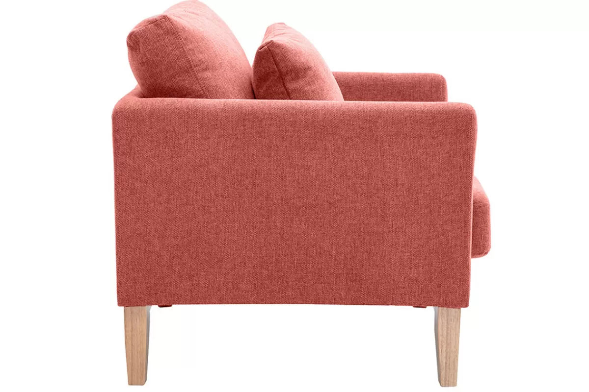 Miliboo Sillones | Sillón-Sillón nórdico de tejido efecto aterciopelado texturizado terracota y madera clara OSLO