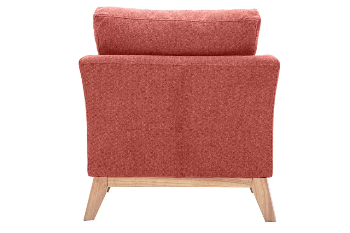 Miliboo Sillones | Sillón-Sillón nórdico de tejido efecto aterciopelado texturizado terracota y madera clara OSLO