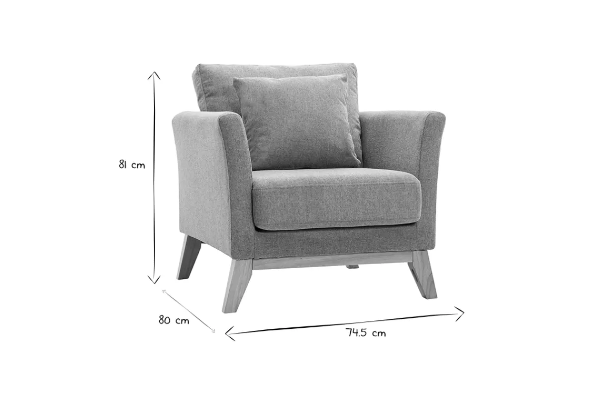 Miliboo Sillones | Sillón-Sillón nórdico de tejido efecto aterciopelado texturizado terracota y madera clara OSLO