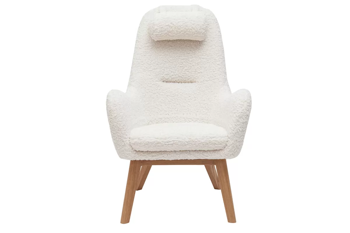 Miliboo Sillones | Sillón-Sillón nórdico de tejido efecto borreguillo y madera MANIA