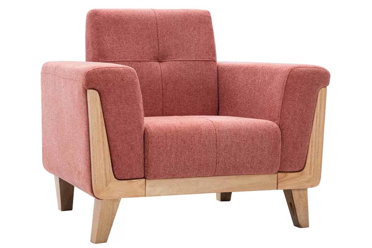 Miliboo Sillones | Sillón-Sillón nórdico de tejido terracota y madera clara FJORD