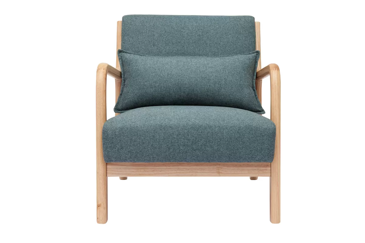 Miliboo Sillones | Sillón-Sillón nórdico de tejido verde grisáceo y madera clara maciza DERRY