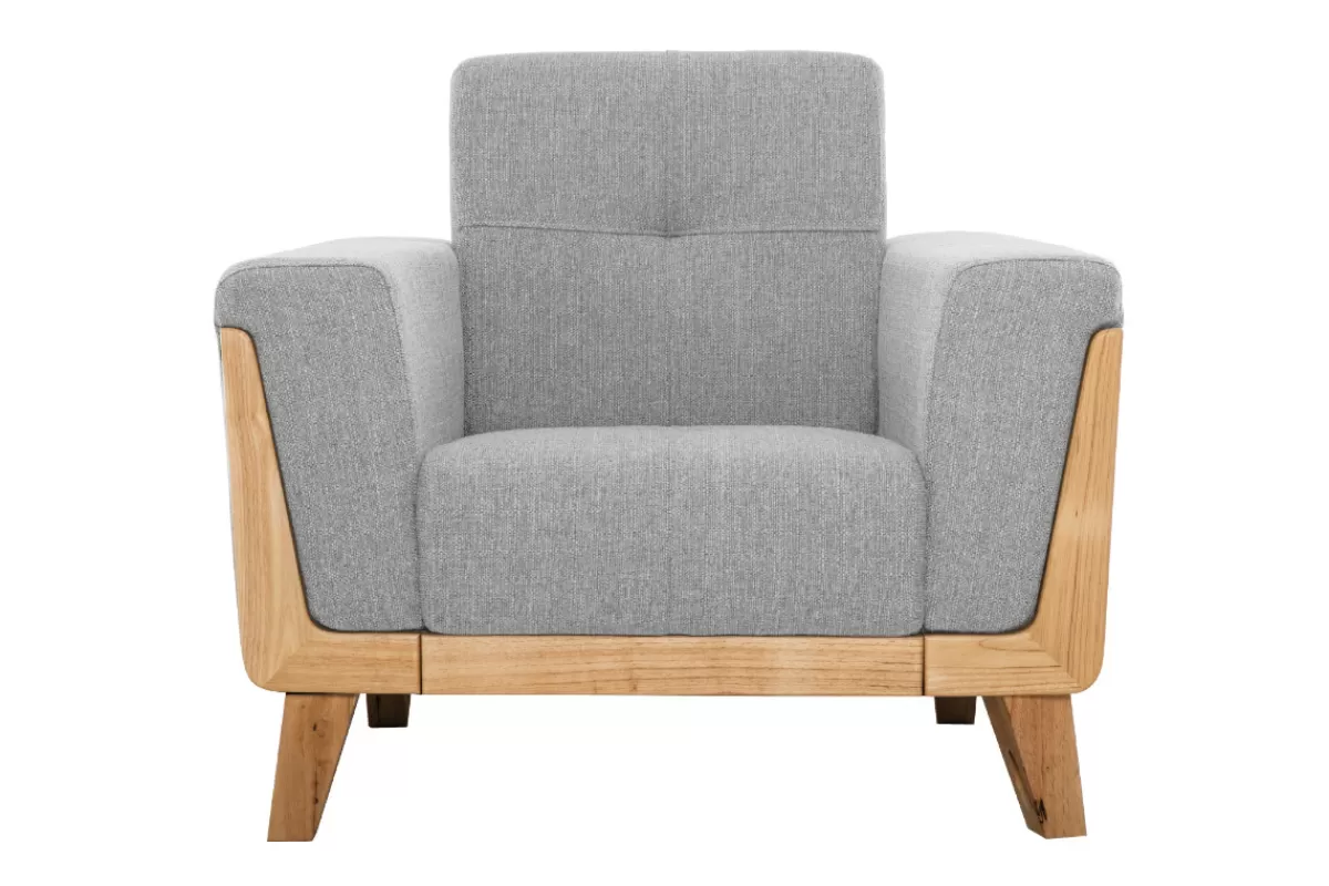 Miliboo Sillones | Sillón-Sillón nórdico gris claro con patas de madera FJORD