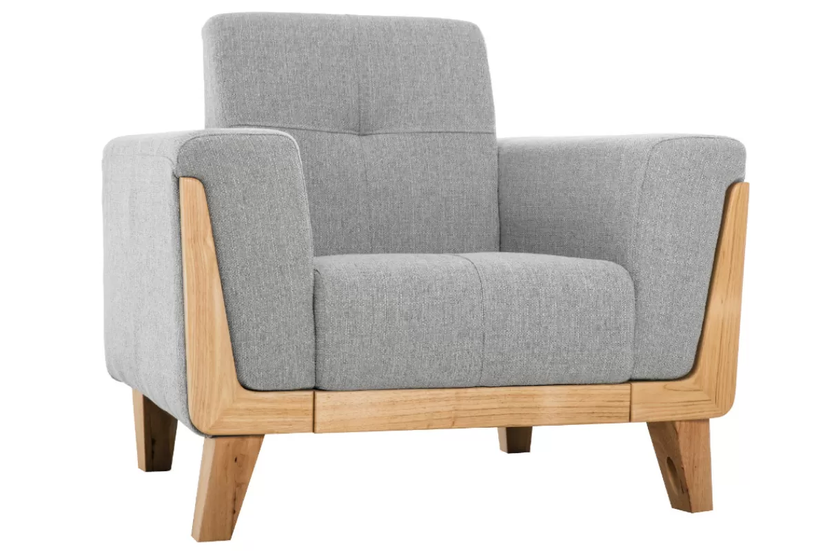 Miliboo Sillones | Sillón-Sillón nórdico gris claro con patas de madera FJORD